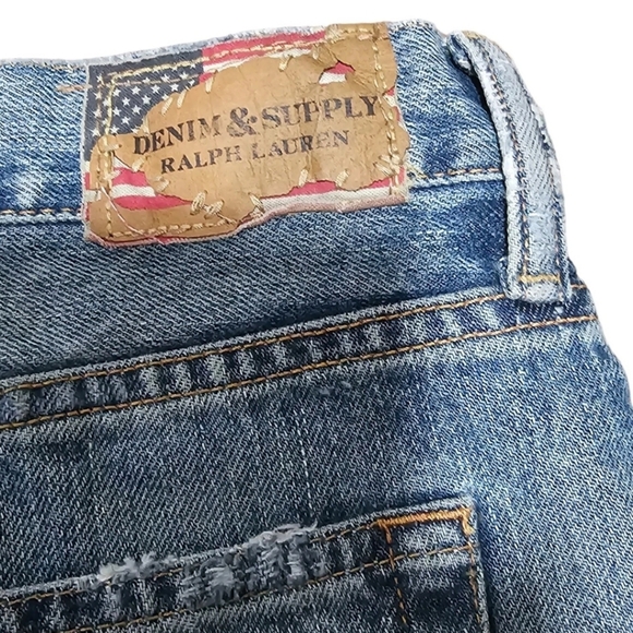 Ralph Lauren Denim & Supply Tillary Blue Denim Mini Skirt Distressed Size 30 - Picture 3 of 12